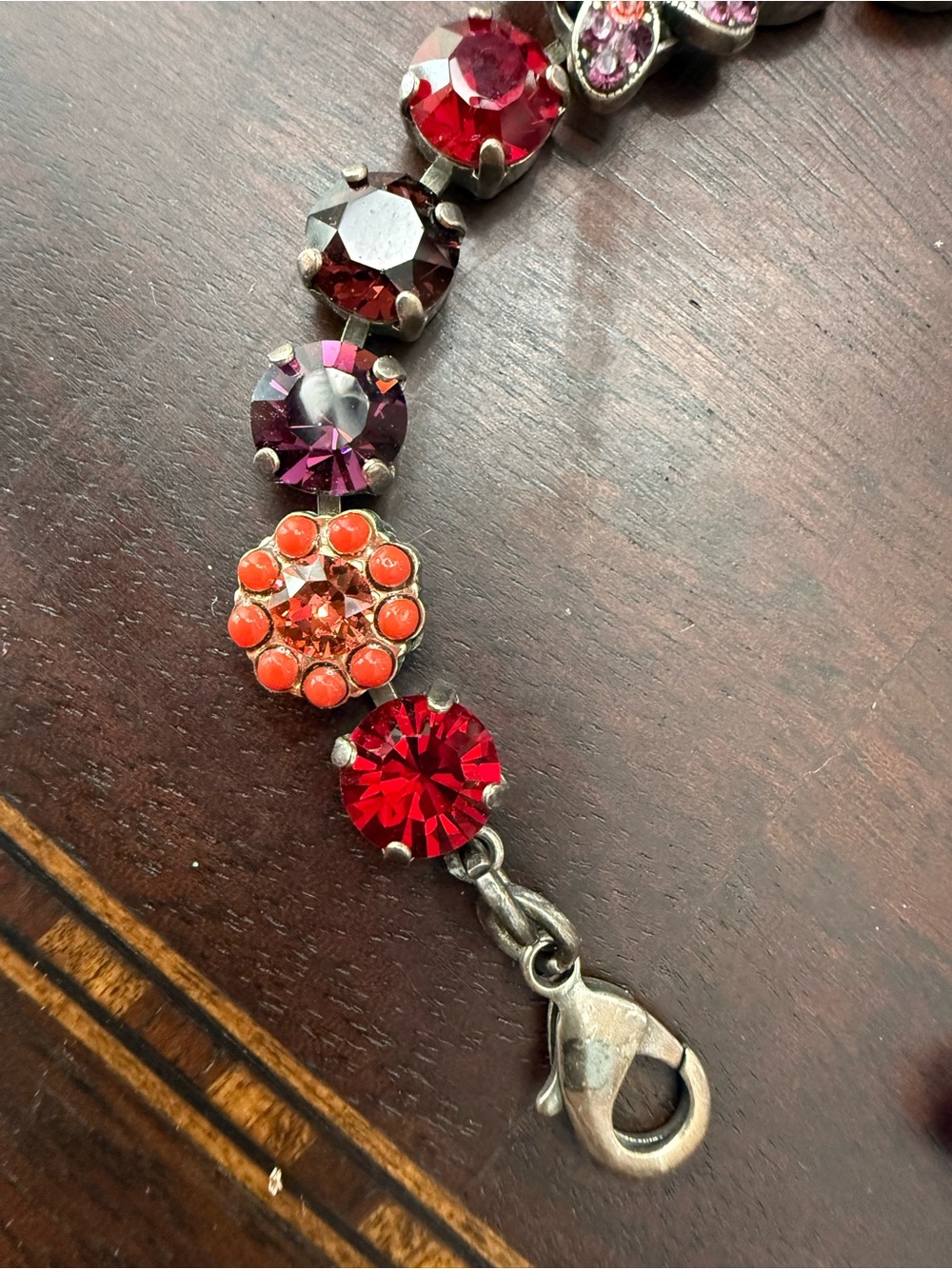 Mariana Jewelry Red & Purple Crystal Flower Bracelet - Picture 3 of 6